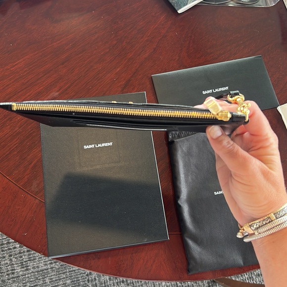 Saint Laurent Monogram Quilted Leather Wallet Clutch - Picture 4 of 4